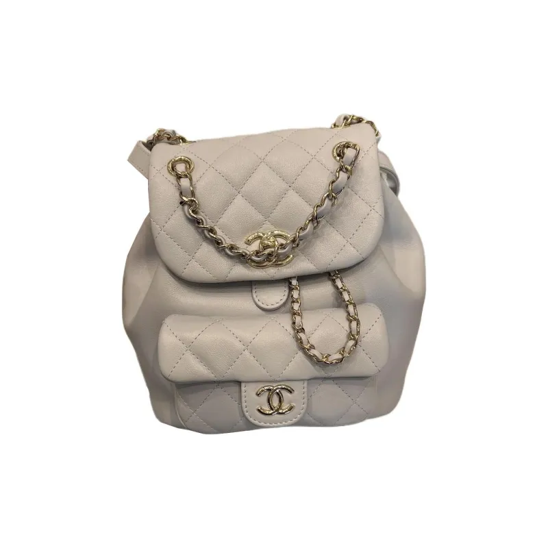 CHANEL Duma Calfskin Backpack Trumpets Women's Cream Blue-0