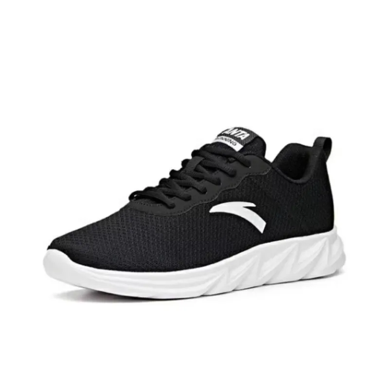 Anta Cushioning, Wear Resistant Low Top Casual Running Shoes Men's Black White-0