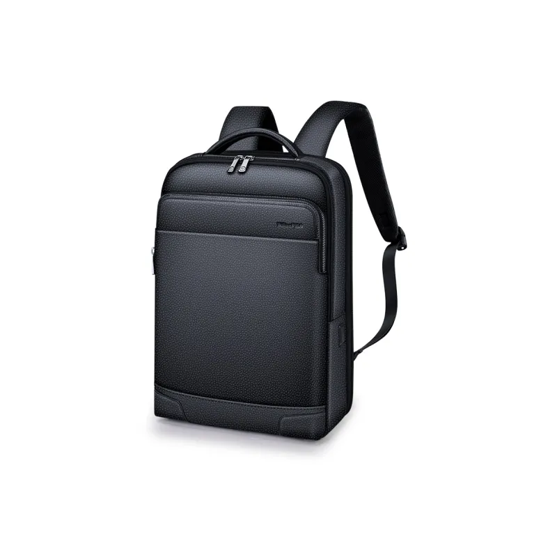 WilliamPOLO Synthetic Leather Backpack Medium Size Men's Black-1