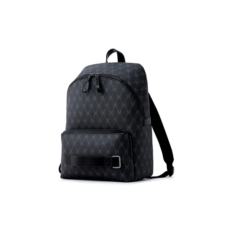 FION Artificial Leather Backpack Regular Men's Black-1