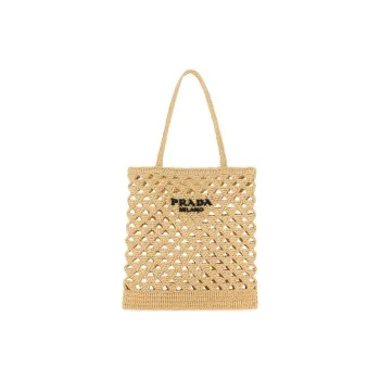PRADA Straw One Shoulder Handbag Women's Yellow