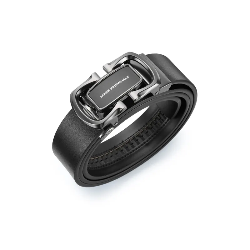 FAIRWHALE Cut Out Business Automatic Buckle Genuine Leather Belt Cow Leather Belt Men's Width 3.5CM-4