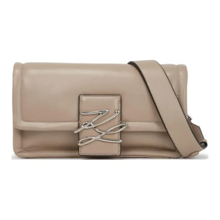 KARL LAGERFELD Recycled Polyurethane Shoulder Bag, Crossbody Bag Women's Taupe-0