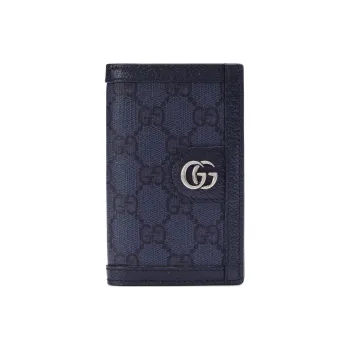 GUCCI Ophidia Canvas With Leather Card Holder Men's Blue & Dark Blue