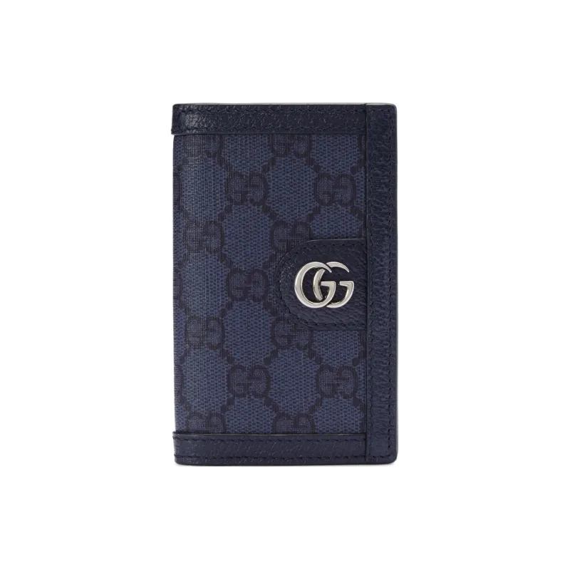 GUCCI Ophidia Canvas With Leather Card Holder Men's Blue & Dark Blue-0