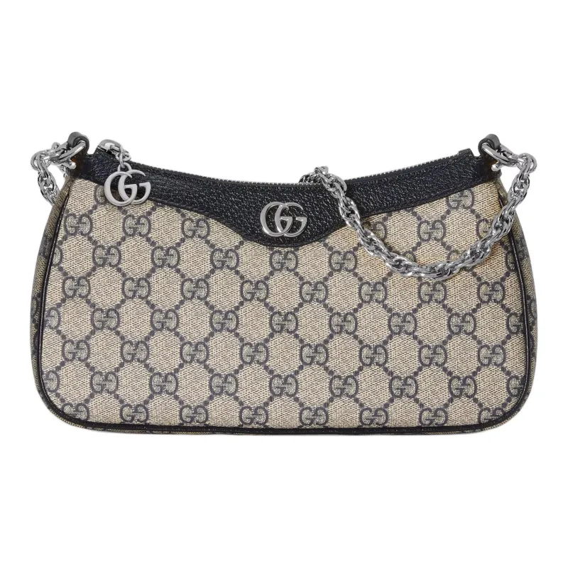 GUCCI Ophidia Canvas With Leather Shoulder Bag Handbag Small Size Women's Beige & Blue-1