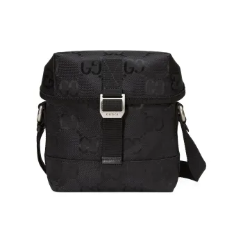 GUCCI Off The Grid Leather Recycled Nylon Messenger Bag Shoulder Bag Crossbody Bag Men's Black