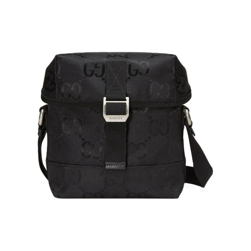 GUCCI Off The Grid Leather Recycled Nylon Messenger Bag Shoulder Bag Crossbody Bag Men's Black-0
