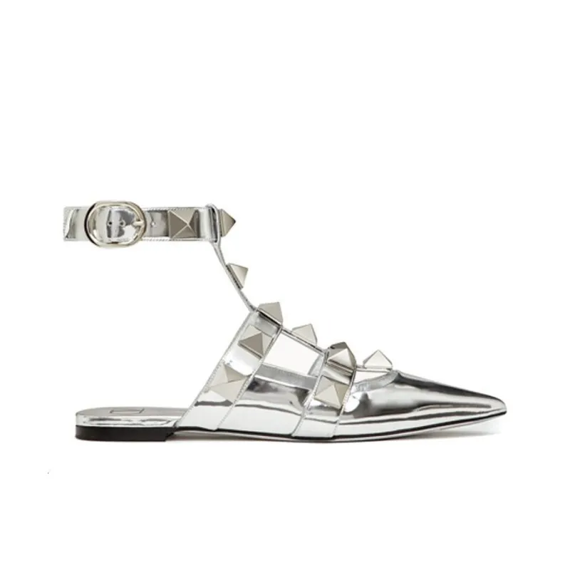 Valentino Roman StudRoman Stud Casual Single Shoes Women's Silver-1