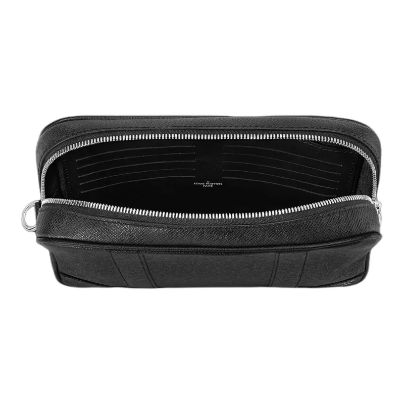 LOUIS VUITTON Cow Leather Clutch Men's Black-3