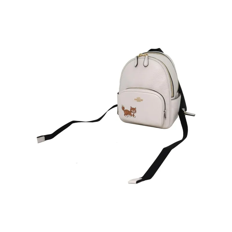 COACH Court Cow Leather With Textile Backpack Mini Women's Chalk White-1