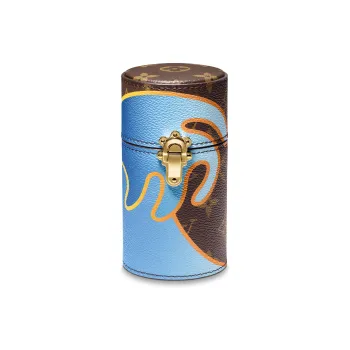 LOUIS VUITTON Leather Storage Bag Unisex Blue & Brown