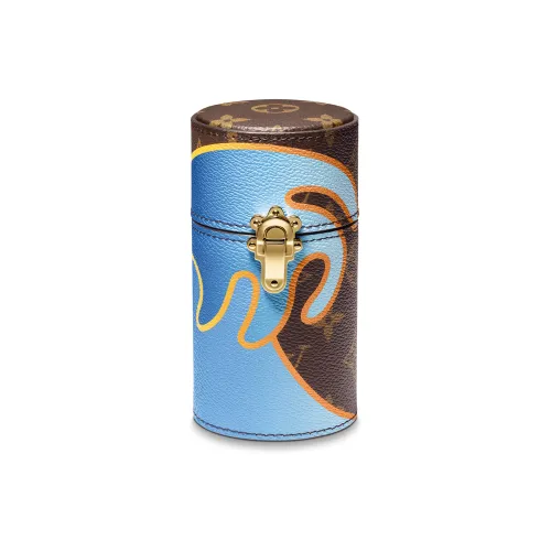 LOUIS VUITTON Leather Storage Bag Unisex Blue & Brown