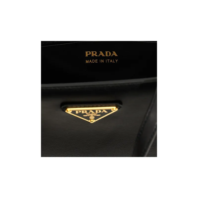 PRADA Leather Tote Bag Shopping Bag Shoulder Bag Crossbody Bag Handbag Small Size Women's Black-2