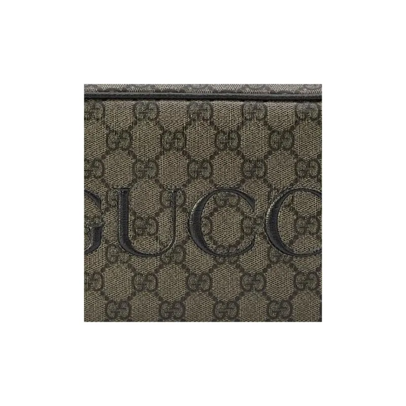 GUCCI Canvas With Leather Crossbody Bag Shoulder Bag Mini Men's Gray & Black-4
