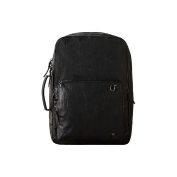 Back Step Cow Leather Backpack Unisex Black