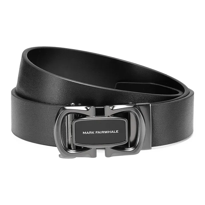 FAIRWHALE Cut Out Business Automatic Buckle Genuine Leather Belt Cow Leather Belt Men's Width 3.5CM-2