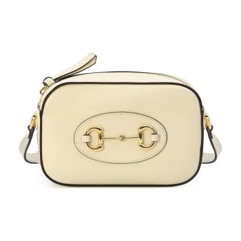 GUCCI Horsebit 1955 Leather Crossbody Bag Shoulder Bag Women's White