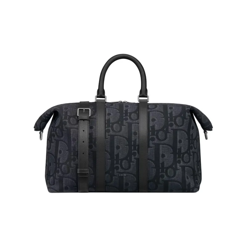 DIOR Oblique Printed Fabric Shoulder Bag, Crossbody Bag, Handbag, Travel Bag Men's Black-0