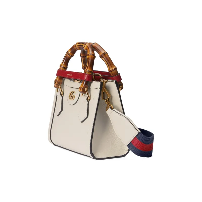 GUCCI Diana Leather Tote Bag Shopping Bag Shoulder Bag Crossbody Bag Handbag Mini Women's White-2