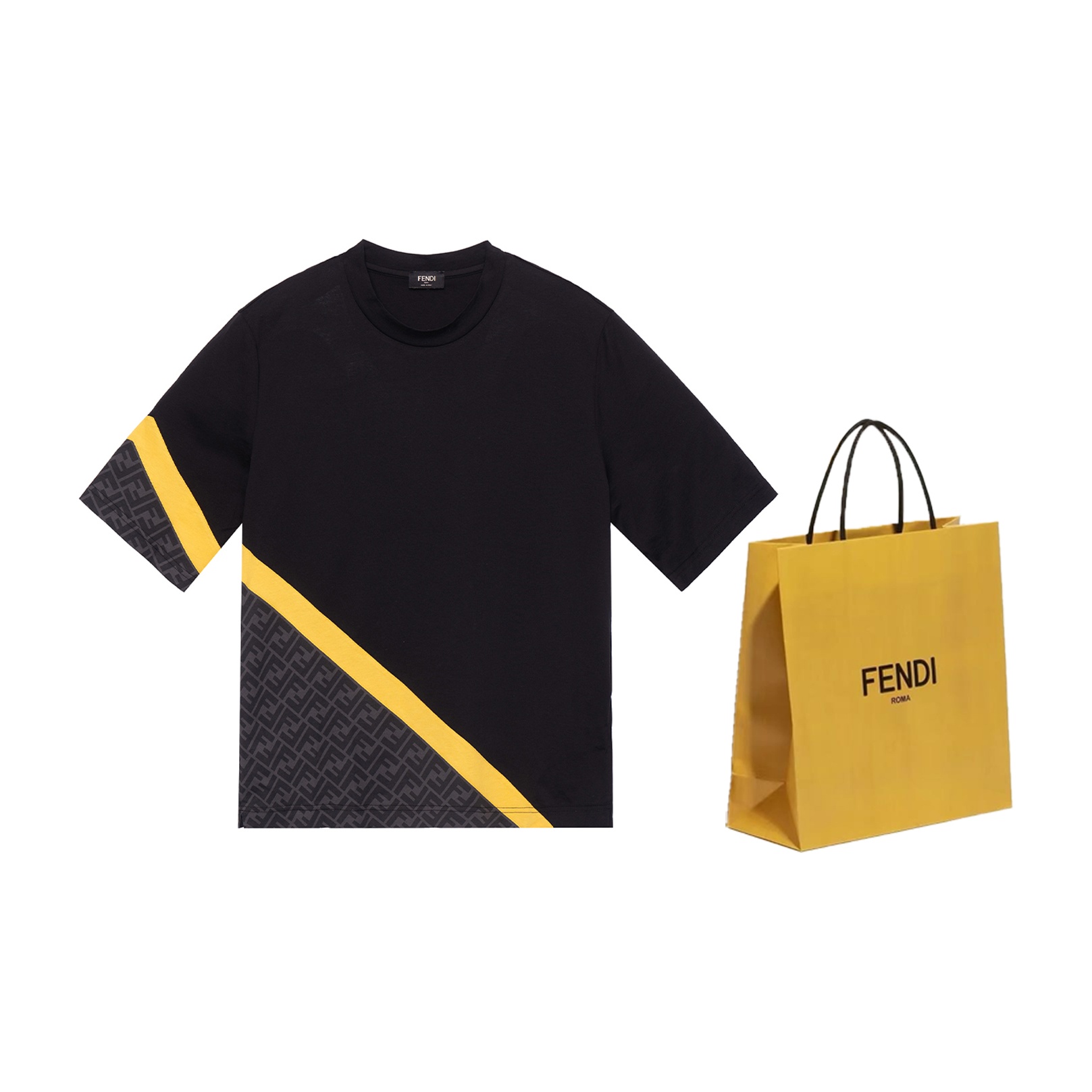 Black and yellow fendi shirt best sale