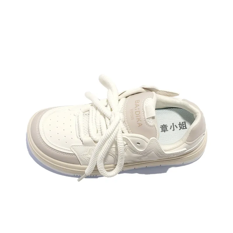Miss Zhang Cushioned Wear-Resistant Lightweight Height Increasing Low-Top Skateboard Shoes Women's Greige-3