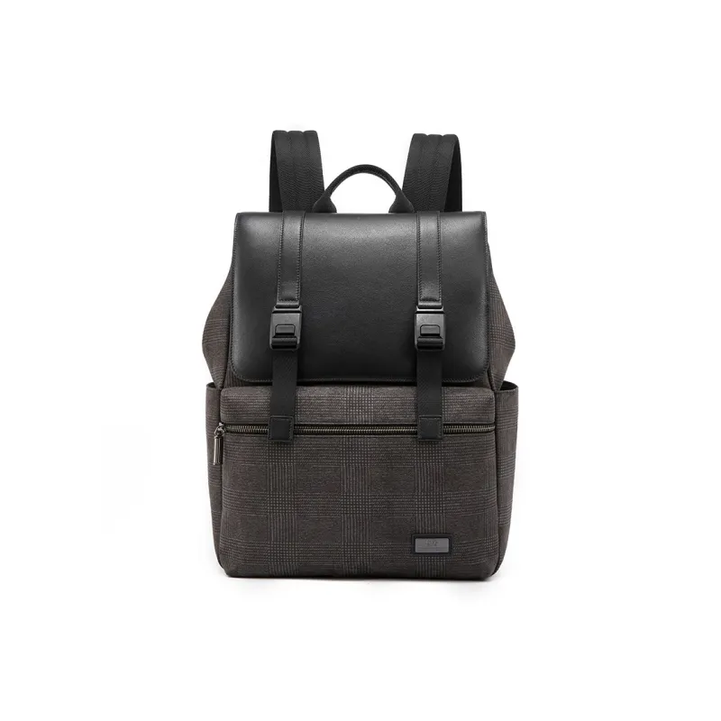 BVP Men's Genuine Leather Backpack Backpack Large Size Men's Black-1