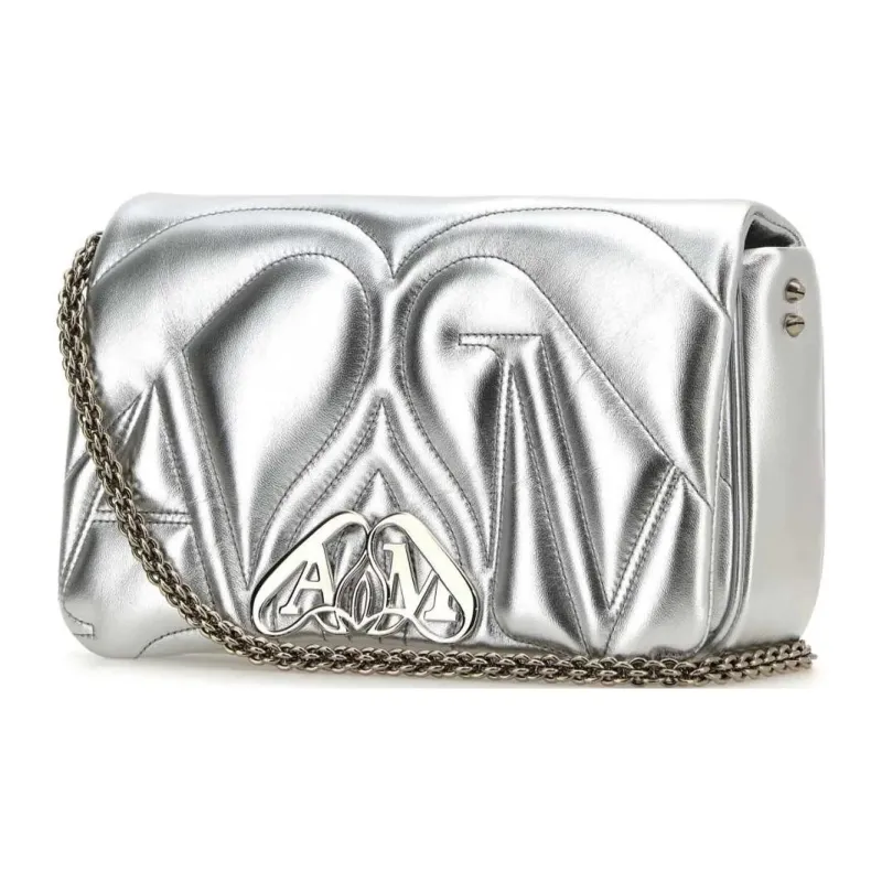 Alexander McQueen Leather Crossbody Bag, Shoulder Bag Trumpets Women's Silver-1