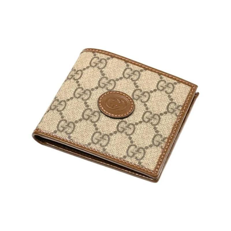 GUCCI Canvas With Leather Wallet Men's Ebony/Brown-1
