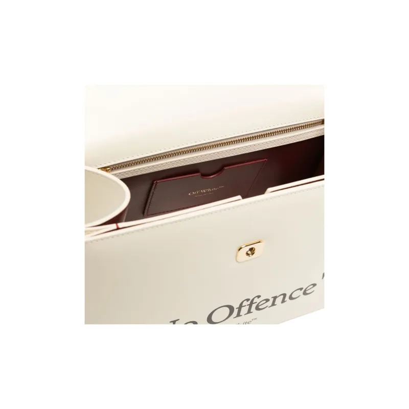 OFF WHITE Jitney 2.8 Quote Top Handle 'Beige/Black'-2