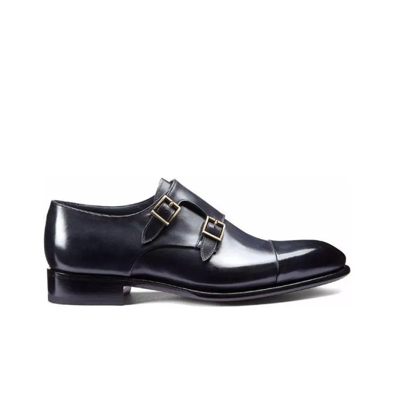 Santoni Buckle Detailed Slip On Monk Shoes-1