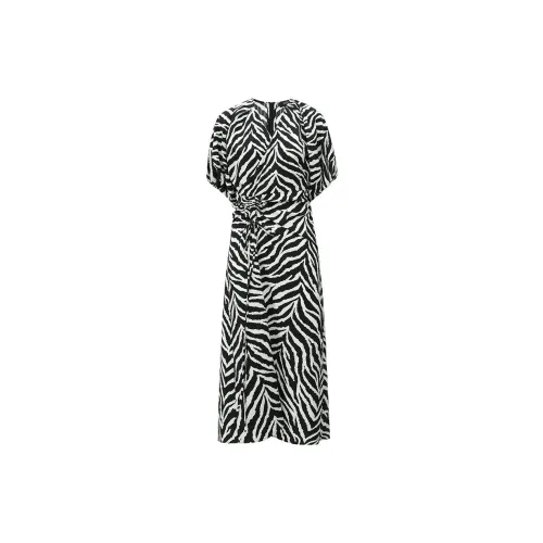 COCOBELLA Short-Sleeved Dresses Women's Black Background With White Stripes