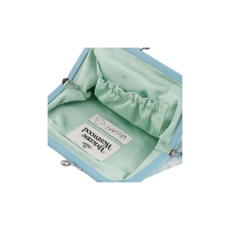 Vivienne Westwood Cotton Jacquard One Shoulder Crossbody Clutches Women's Blue Coral-2