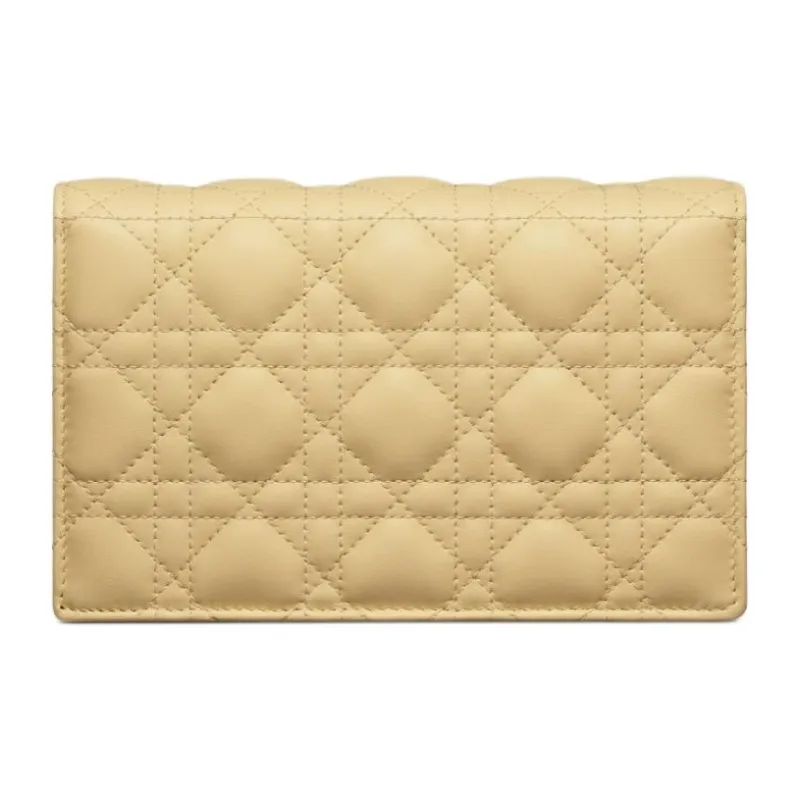 DIOR Lambskin One Shoulder Crossbody Clutches Women's Light Yellow-2