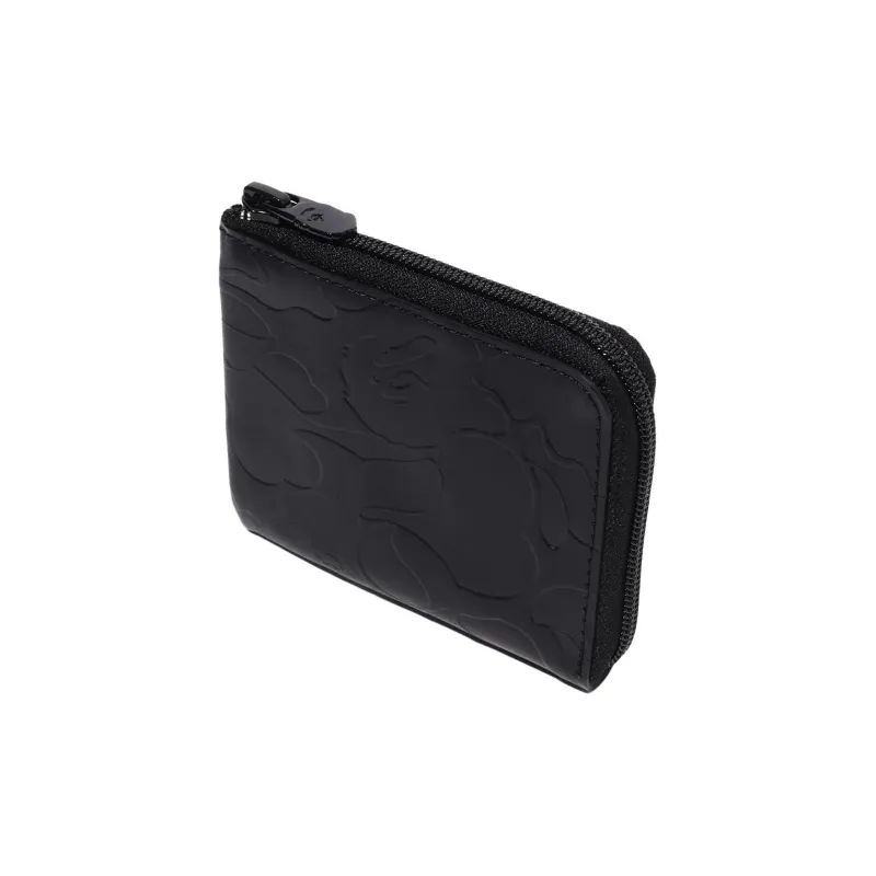 Bape Solid Camo Leather Iii Wallet Black-1
