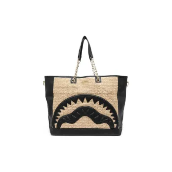 SPRAYGROUND Polypropylene Tote Bag, Shopping Bag, Shoulder Bag, Handbag Regular Women's Black & Sandy Beige