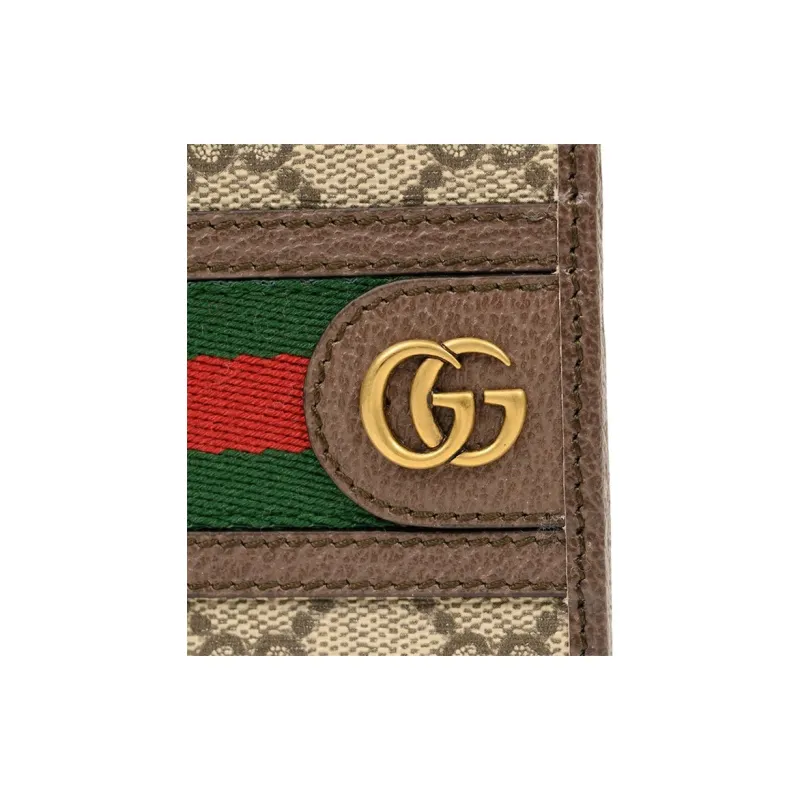 GUCCI Ophidia Canvas With Leather Wallet Men's Ebony/Brown-4