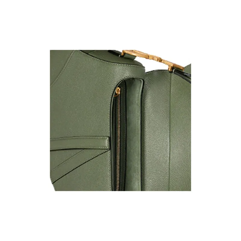 DIOR Saddle Grained Calfskin Saddle Bags One Shoulder Handbags Women's Green-4