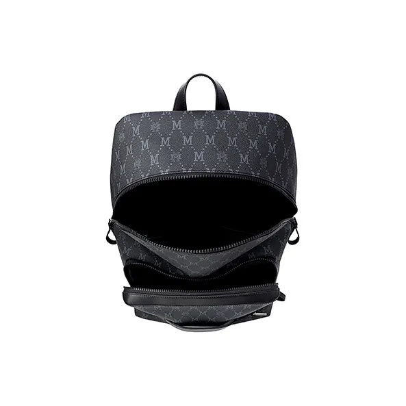 FION Artificial Leather Backpack Regular Men's Black-4
