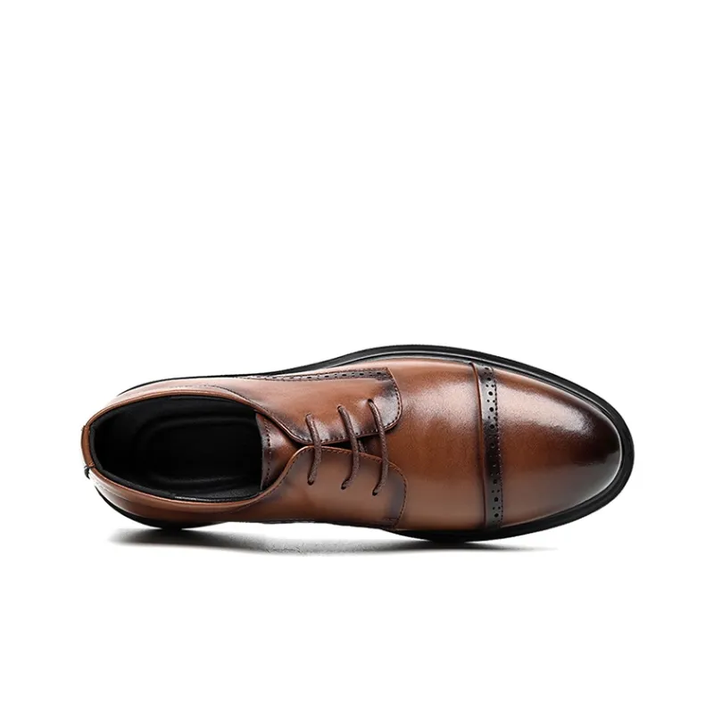 GZZ Dress Shoes Men Low Top Black/Brown-8