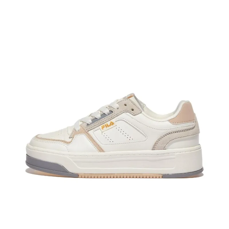 FILA Abrasion Resistant Breathable Low Top Skateboard Shoes Unisex Beige Brown-0