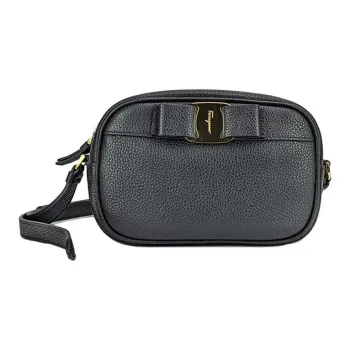 FERRAGAMO Vara Litchi Grain Calfskin Camera Bags Crossbody Bag Shoulder Bag Women's Black