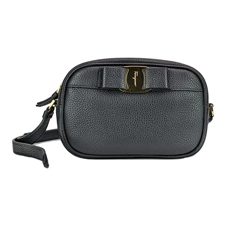 FERRAGAMO Vara Litchi Grain Calfskin Camera Bags Crossbody Bag Shoulder Bag Women's Black-0