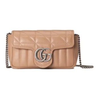 GUCCI Marmont Quilting Leather Shoulder Bag Crossbody Bag Extra Mini Women's Rose Beige/Milk Tea