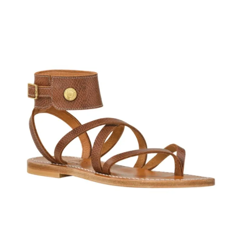 LONGCHAMP One Strap Sandals Women's Brown-2