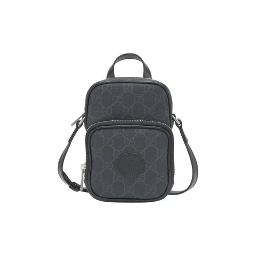 GUCCI Leather Single-Shoulder Bag Mini Unisex  Grey/Black