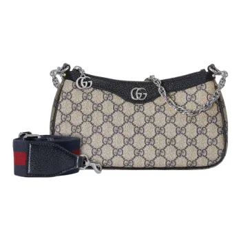GUCCI Ophidia Canvas With Leather Shoulder Bag Handbag Small Size Women's Beige & Blue