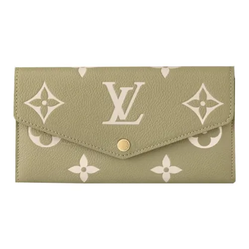 LOUIS VUITTON Sarah Monogram Empreinte Embossed Cow Leather Card Holder, Wallet Women's Khaki & Cream