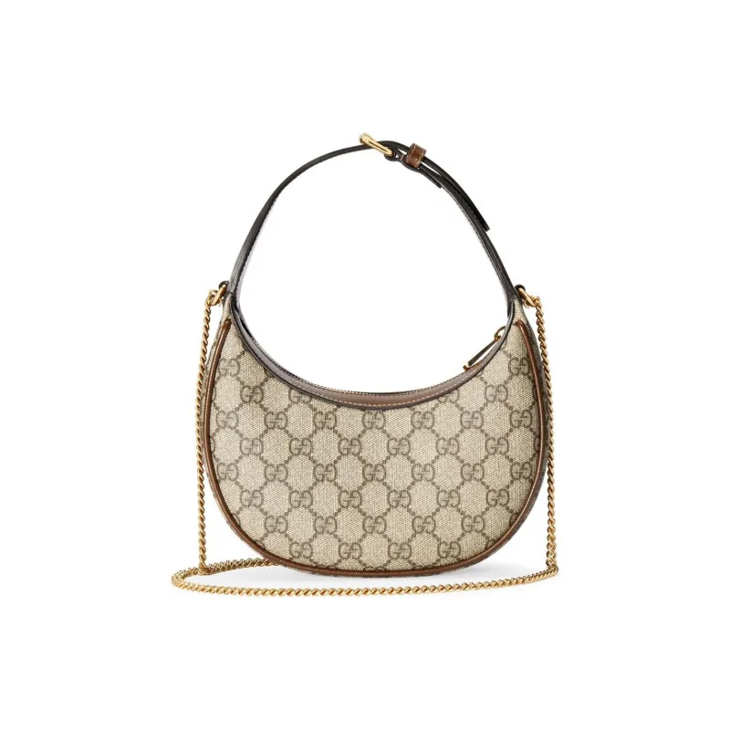 GUCCI Canvas With Leather Binding Crescent Bag, Handbag, Shoulder Bag Women's-4