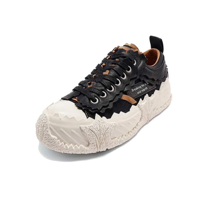 CHOUCHOUS Skateboard Shoes Unisex Low Top Black/White-1